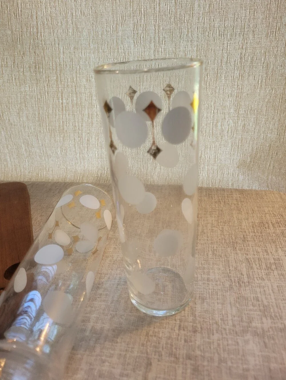 Libby Highball Collins White Dot Gold-Trim Glass Retro - Home Accents